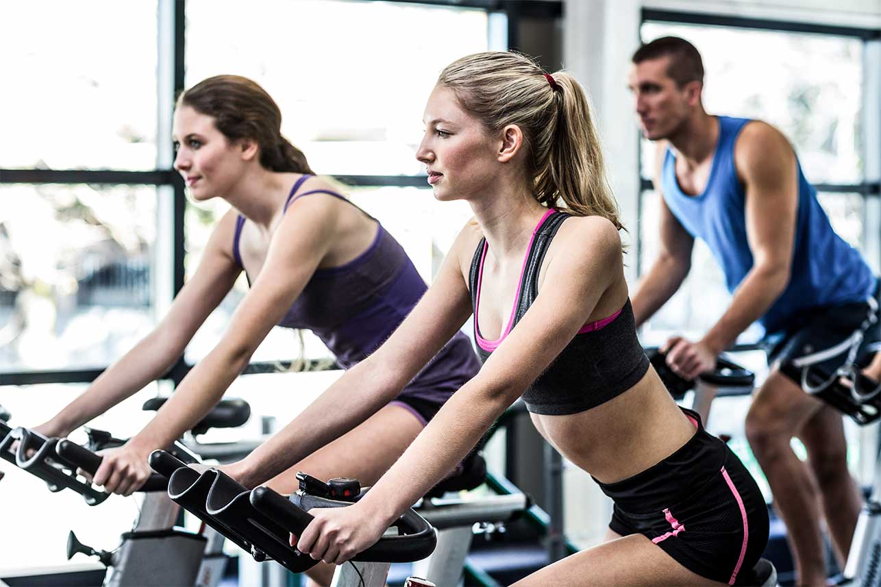 Group of people taking Spin Class