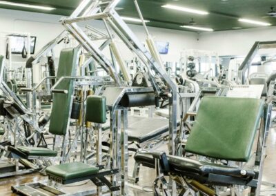 Gym with fitness equipment on display