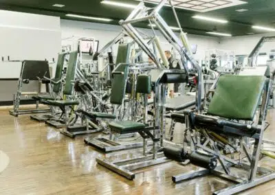 Gym floor with fitness equipment