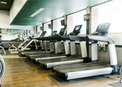 Group of treadmills in gym